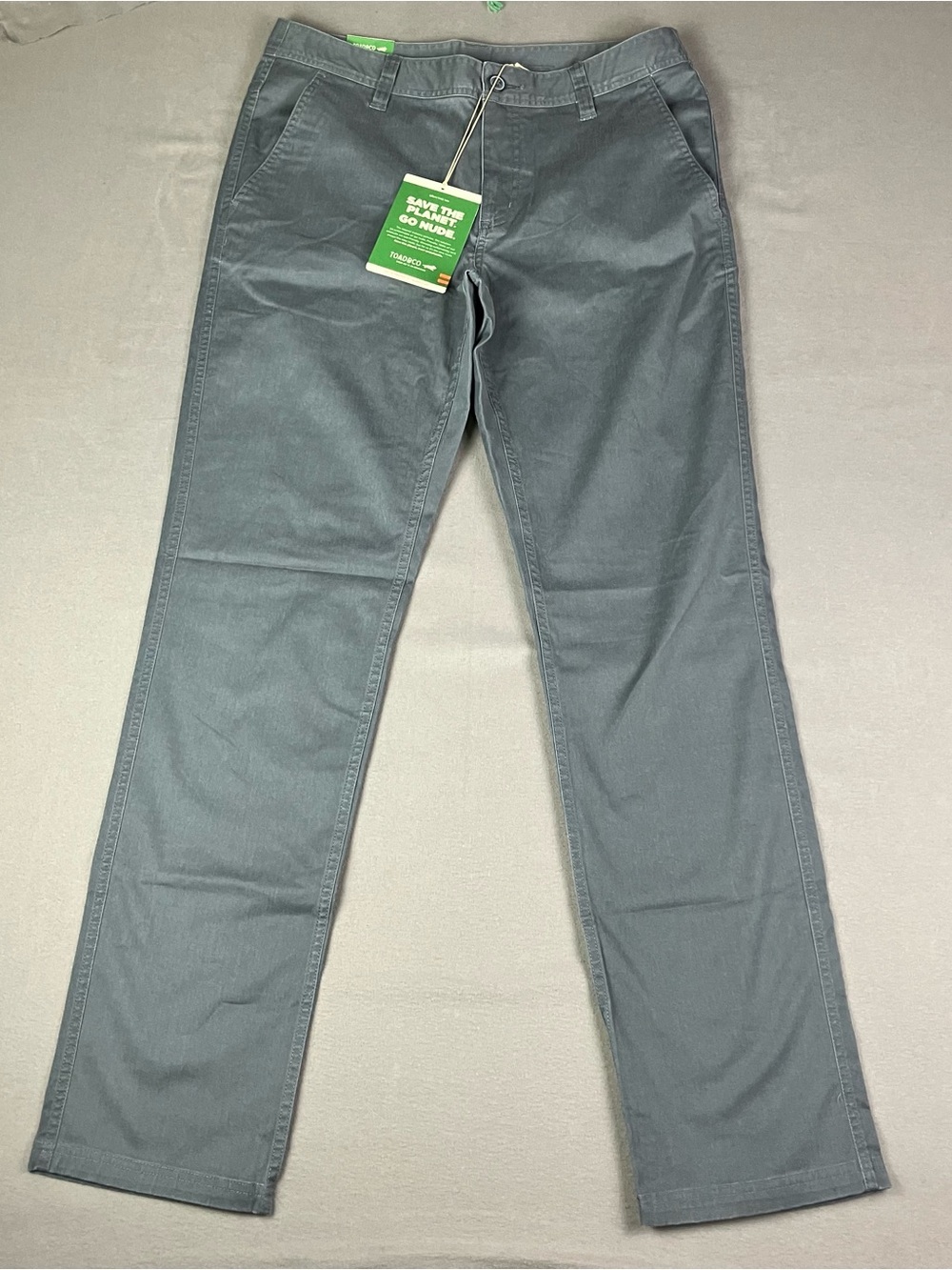 Toad & Co. Mission Ridge Lean Pants Men’s 33x34 Gray Chino Organic Cotton NWT!